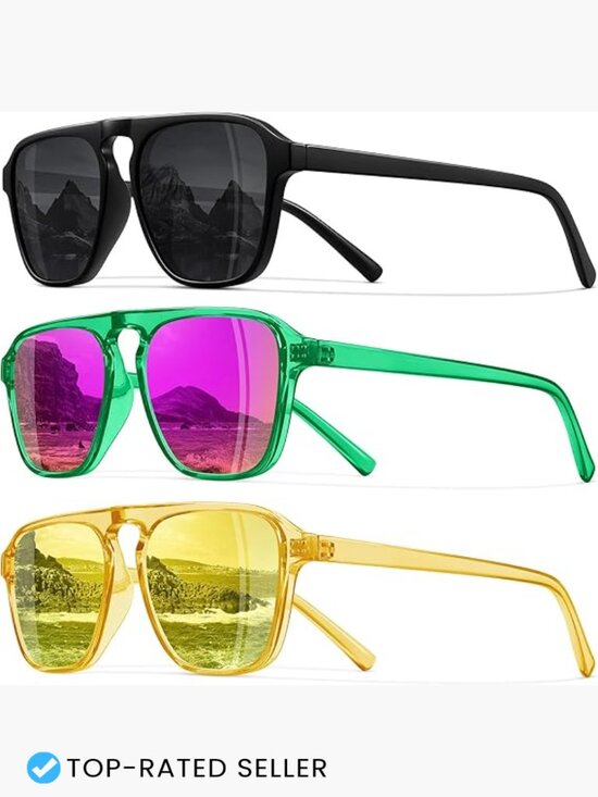 Polarized Retro Aviator Sunglasses Classic Driving Sports Square Frame main image 6